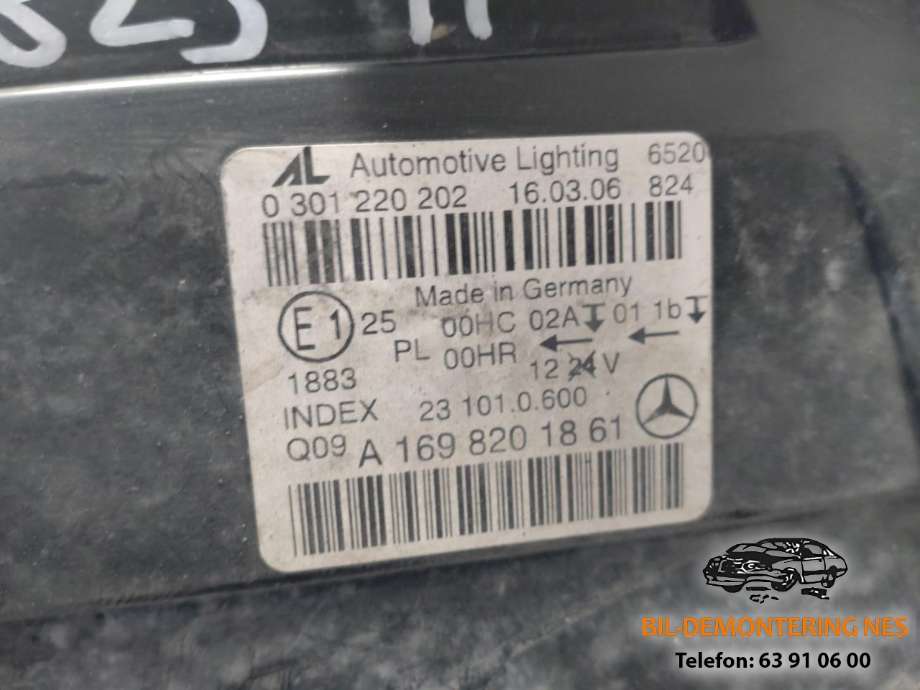 Frontlykt høyre halogen til Mercedes B-Klasse 2005-2008 (Fase 1) (W245) (W245)