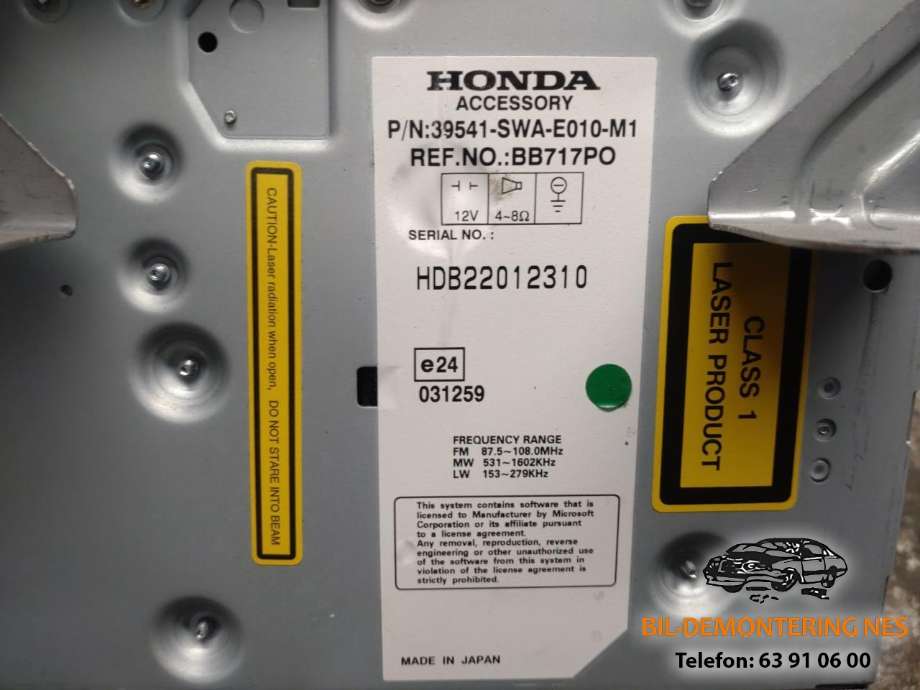 Bilstereo navigasjon til Honda CR-V 2007-2012 (Type III)