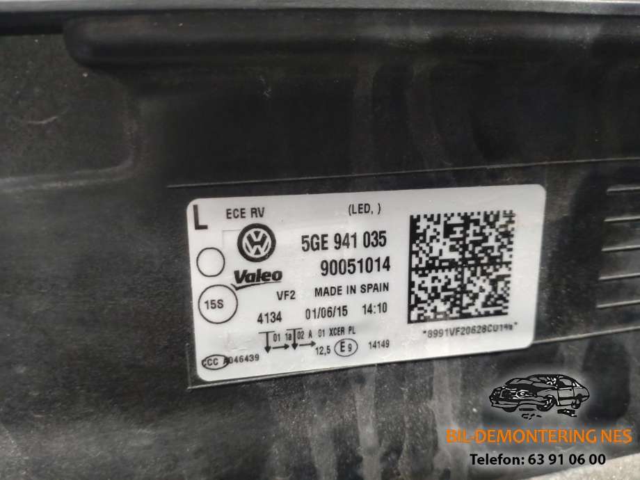 Frontlykt venstre full-LED til VW e-Golf 2014-2017 (Fase 1)  