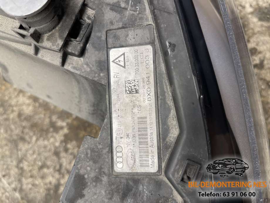 Frontlykt venstre xenon til Audi A1 2010-2014 (Type I, Fase 1)  