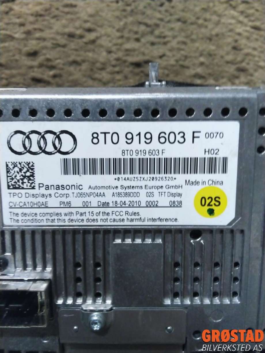 Bilstereo navigasjon skjerm til Audi A5 2007-2016 (Type I)  (PANASONIC|8T0 919 603 F|)