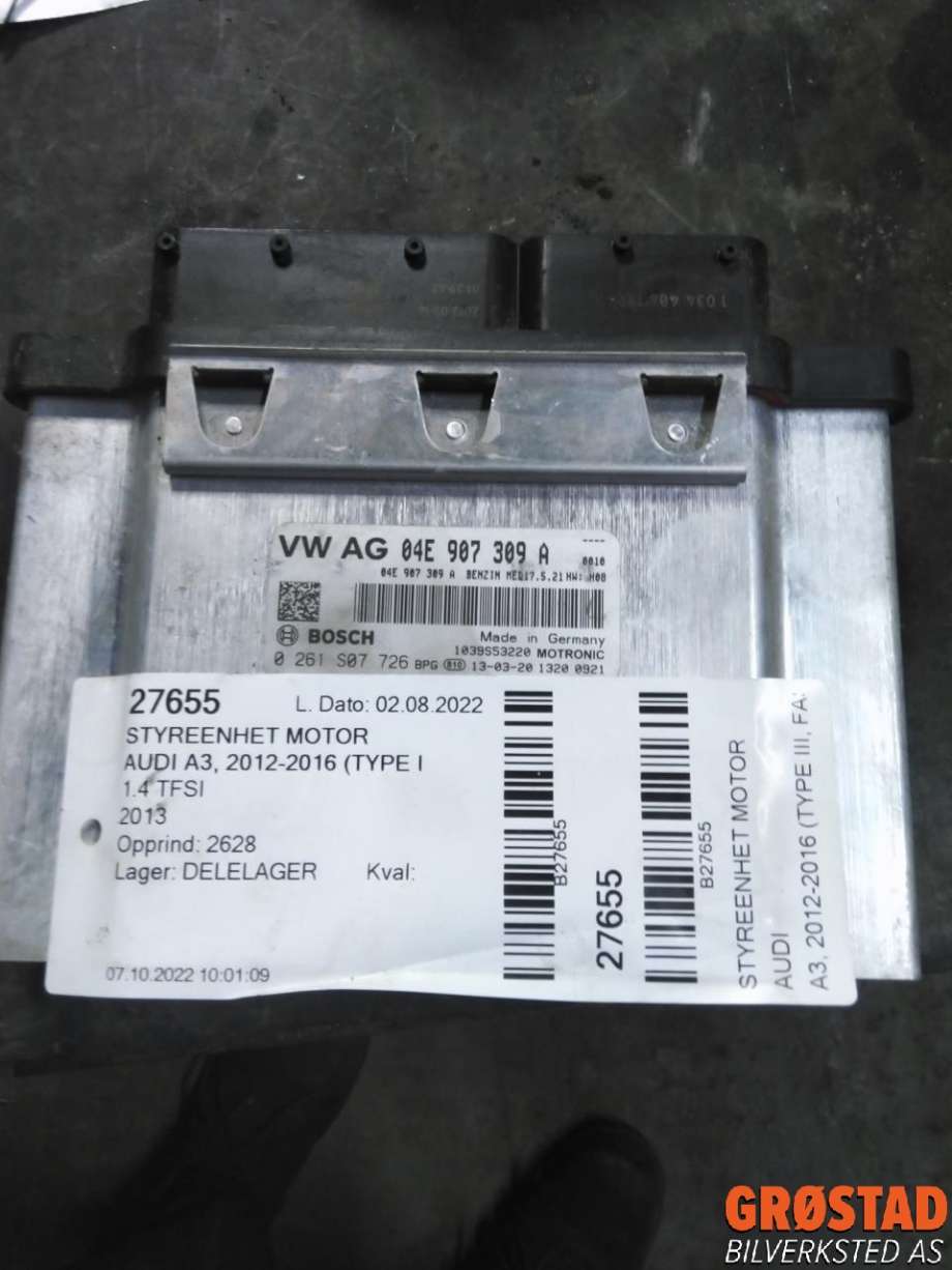 Styreenhet motor til Audi A3 2012-2016 (Type III, Fase 1)  (04E 906 016 K|)