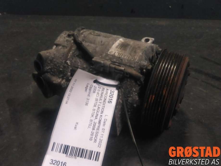 Aircondition kompressor til Renault Laguna, 2008-2010 (Type III, Fase 1)  (8200890987)