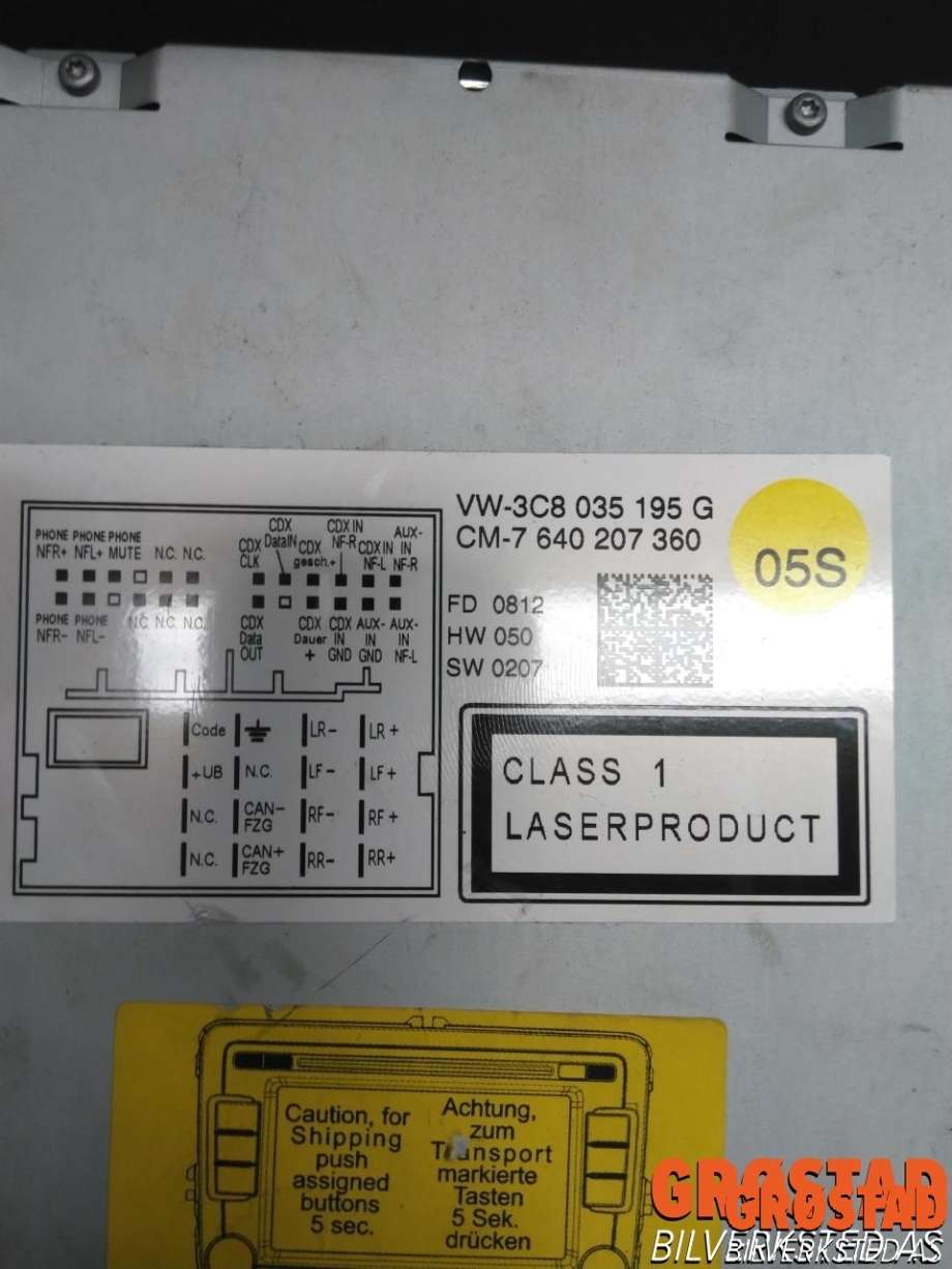 Bilstereo navigasjon til VW Passat 2011-2015 (B7) (B7) (3C8035195G|)