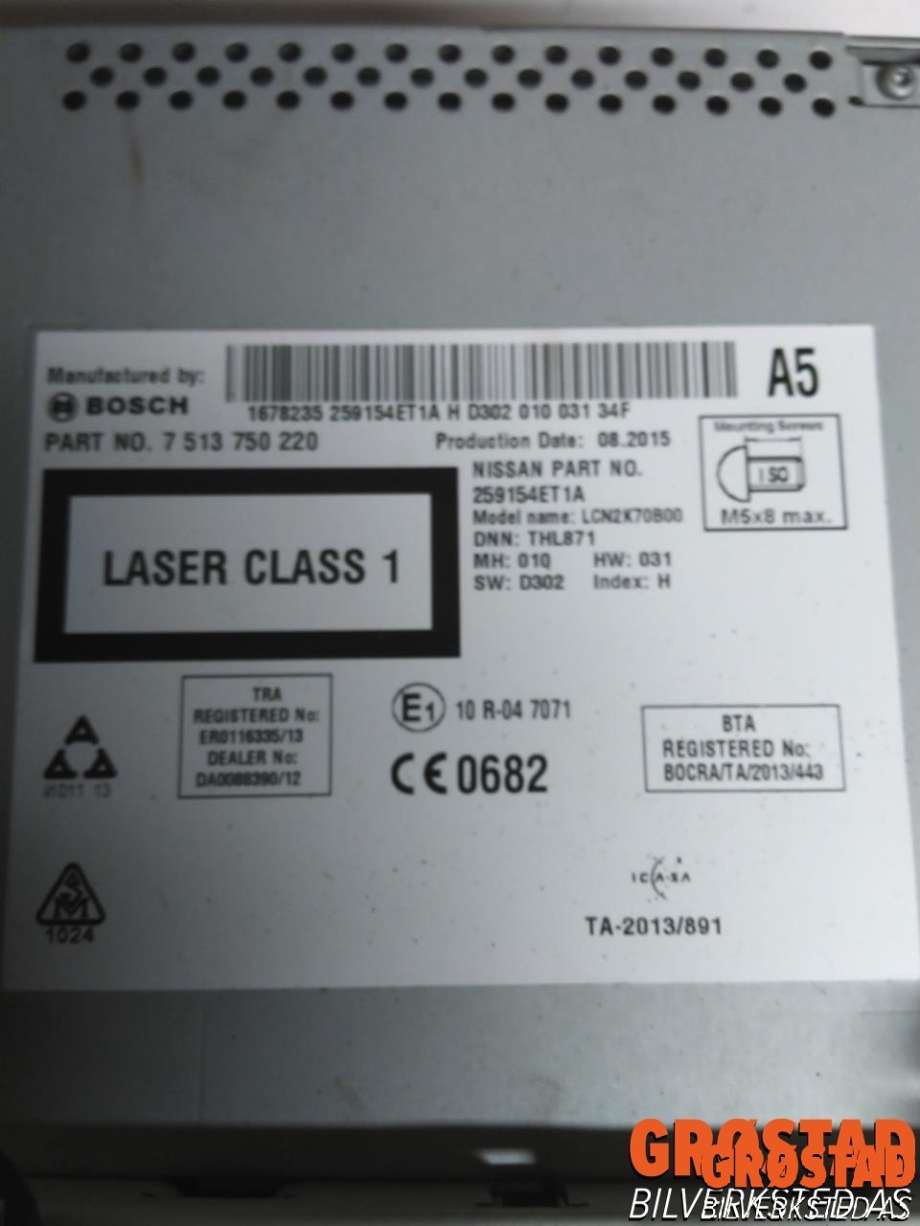 Bilstereo navigasjon til Nissan Qashqai 2014-2021 (Type II) (259154ET1A|)