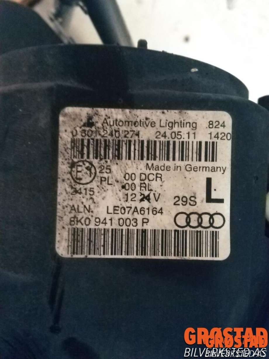 Frontlykt venstre xenon til Audi A4 2007-2014 (Type IV) (B8) (B8) (8K0 941 029 AQ|)
