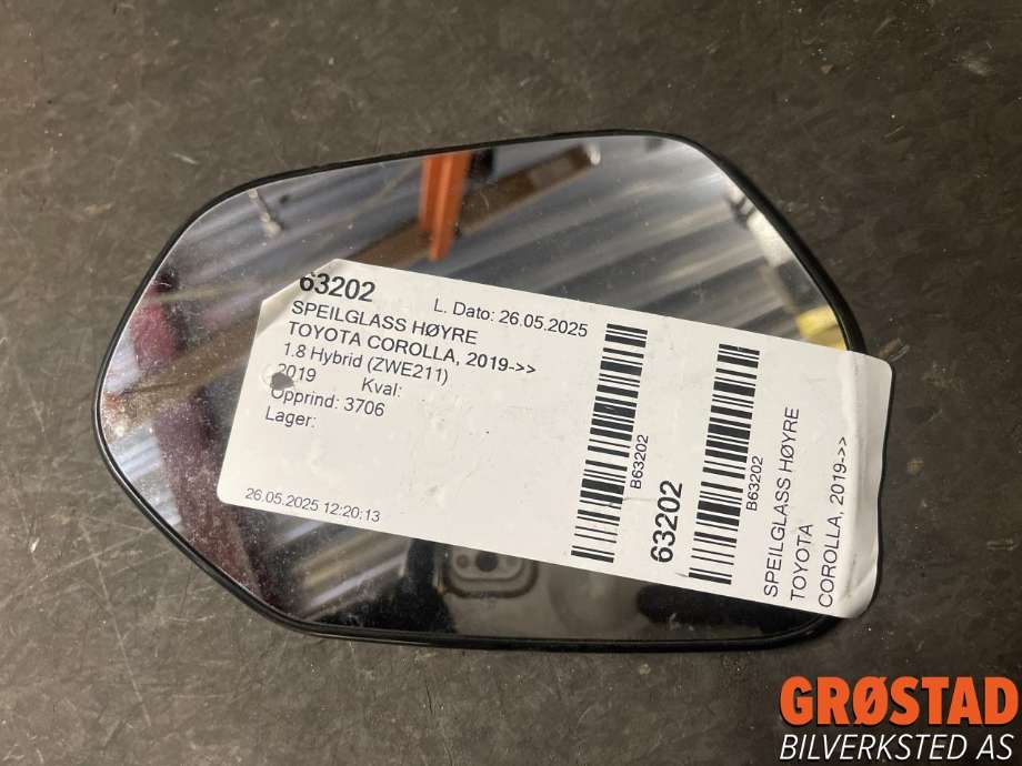 Speilglass høyre til Toyota Corolla, 2019-->>  (8793102L40)