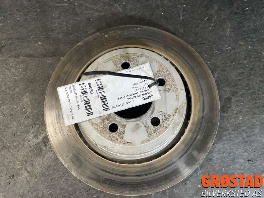 Bremseskive bak til Saab 9-3 2008-2011 (Type II, Fase 2)  (12762291|9191336|)