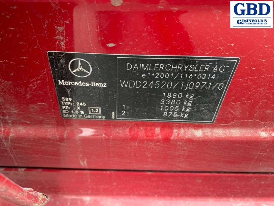 Mercedes B-Klasse, 2005-2008 (W245, Fase 1) (A 169 820 17 61|0 301 220 201)