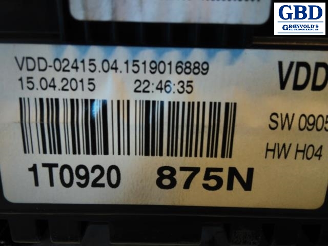 VW Touran, 2010-2015 (Type I, Fase 3) (1T0 920 875 N)