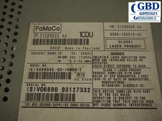 Volvo XC60, 2008-2013 (Type I, Fase 1) (FOMOCO|31285832)