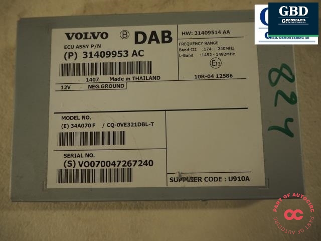 Styreenhet DAB til Volvo XC60 2014-2017 (Type I, Fase 2)  (VOLVO|31409953 AC|)