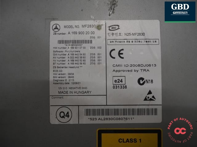 Bilstereo til Mercedes Vito/Viano 2010-2014 (Fase 2) (W639) (W639) (MB|A 169 900 20 00|A 169 900 20 00 80|)
