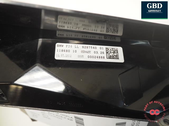 Instrument head-up display (HUD) til BMW 3-Serie 2012-2018 (F30/F31/F34) (F30/F31/F34) (62 30 9 358 960|62 30 9 865 042|62 30 6 820 852)