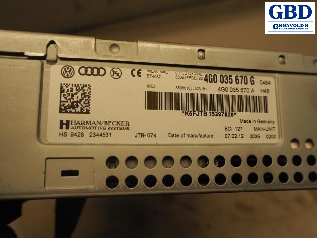 Audi A6, 2011-2014 (Type IV, Fase 1) (C7) (HARMAN|4G0 035 670 G|4G0 035 670 GX)