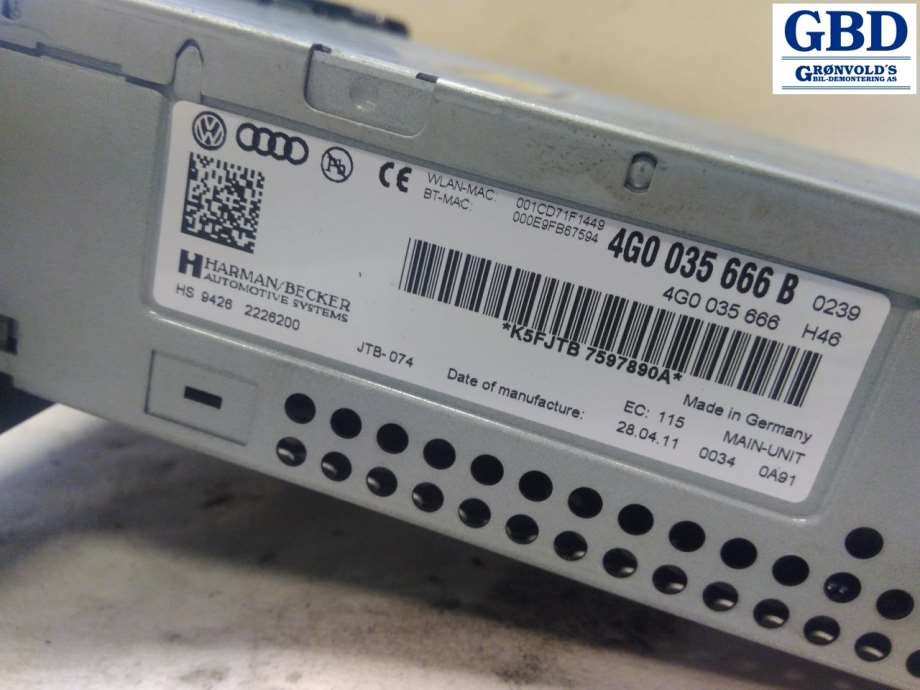 Audi A7, 2010-2014 (Type I, Fase 1) (VW|4G0 035 056 A|4G0 035 056 AX)