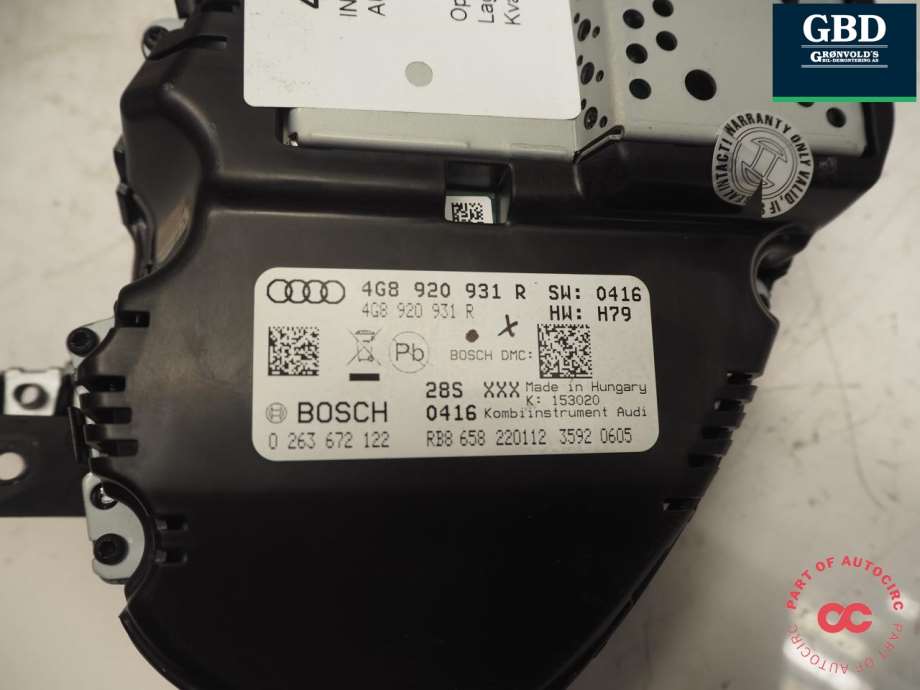 Audi A7, 2010-2014 (Type I, Fase 1) (BOSCH|4G8 920 931 RX|0 263 672 122|4G8 920 932 MX)