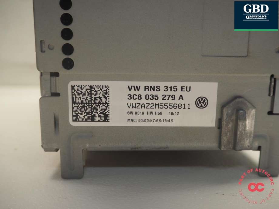 Bilstereo navigasjon spiller til VW Amarok 2010-2016 (Type I, Fase 1)  (3C8 035 279 A|3C8 035 279 AX|3C8 035 279A)