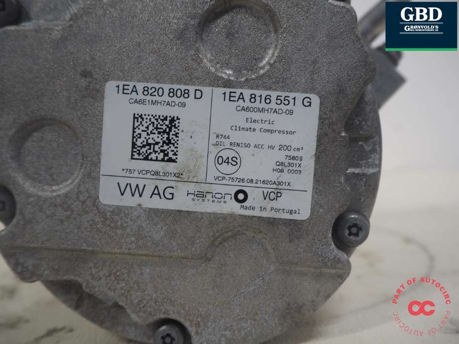 Aircondition kompressor elbil til VW ID.3 2020-->> (VW AG|1EA 820 808 B|1EA 816 551 G|1EA 820 808 D)