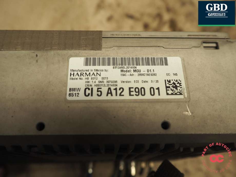 Bilstereo til BMW X3 2017-->> (G01) (G01) (HARMAN|65 12 5 A33 9C1|CI 5 A12 E90 01|)