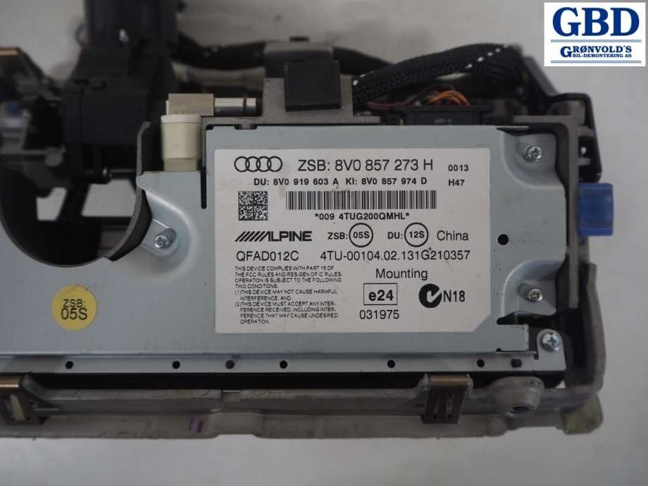 Audi A3, 2012-2016 (Type III, Fase 1) (ALPINE|8V0 857 273 H)