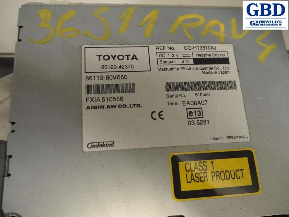 Toyota RAV4, 2009-2013 (Type III, Fase 2) (8610042061|86120 42370|86113 60V660)