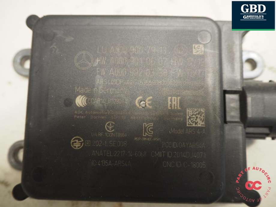 Sensor radar til Mercedes GLC 2015-2022 (X253) (X253) (CONTINENTAL|A 000 900 79 13|A 000 900 79 23|A 000 900 79 13 80|A 000 901 0607)