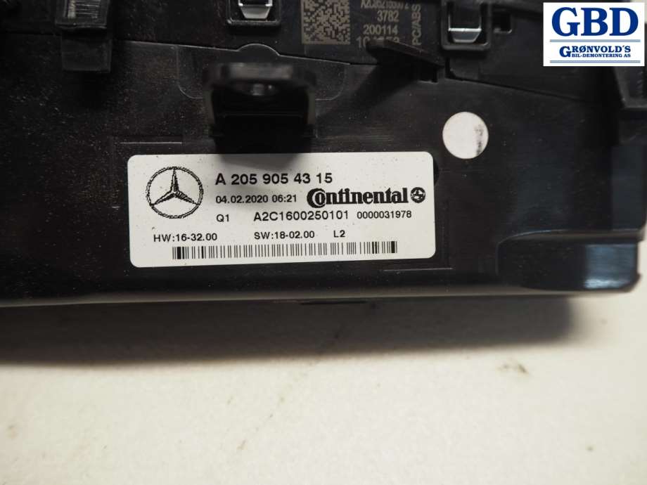 Mercedes GLC, 2015-2022 (X253) (CONTINENTAL|A 205 905 43 15|A 2C1600250101)