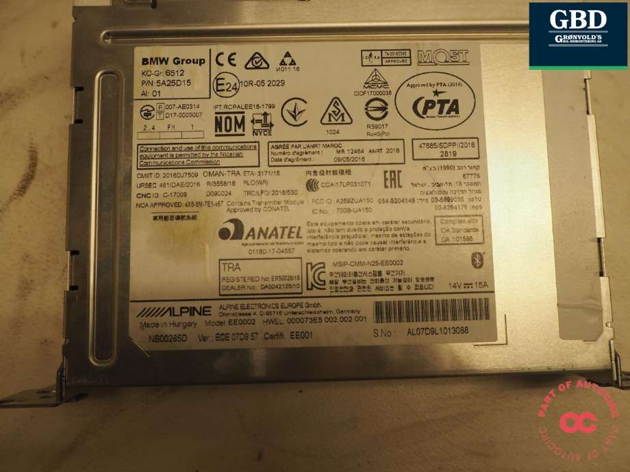 Bilstereo navigasjon spiller til BMW X1 2015-2022 (F48) (F48) (65 12 5 A25 D15|65 12 5 A5E F18|5A25D15 01)