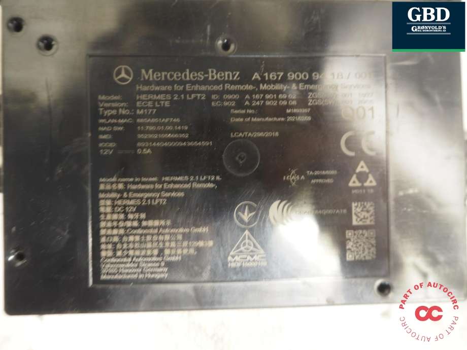 Styreenhet diverse til Mercedes GLC 2015-2022 (X253) (X253) (A 167 900 94 18|A 257 900 51 00|)