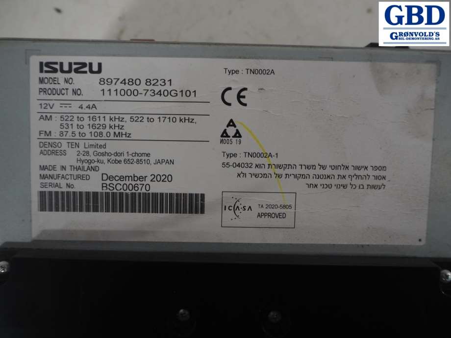 Isuzu D-Max, 2017-2020 (Type II, Fase 2) (8-97480823-1|111000-7340G101|8974808231)