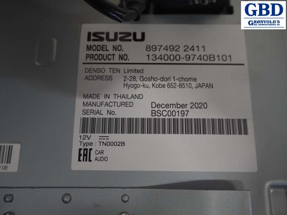 Isuzu D-Max, 2017-2020 (Type II, Fase 2) (8-97492241-1|134000-9740B101|897492 2411)