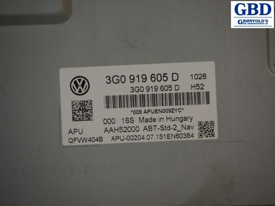 VW Passat, 2015-2019 (B8, Fase 1) (VW|3G0 919 605 D)