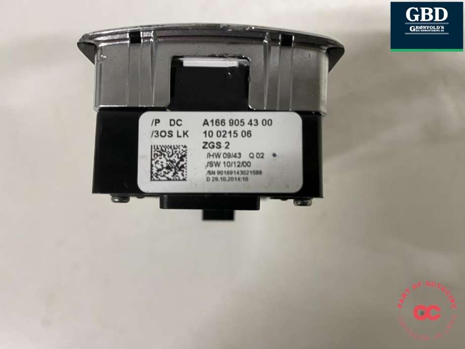 Bryter ruteheis førerdørspanel til Mercedes B-Klasse, electric drive 2014-2018 (W242) (W242) (A 166 905 43 00|A 166 905 43 00  9107|)