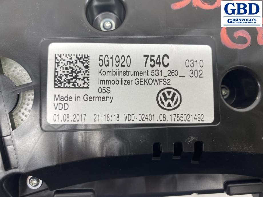 VW Golf VII, 2017-2020 (Fase 2) (5G1 920 754 C)