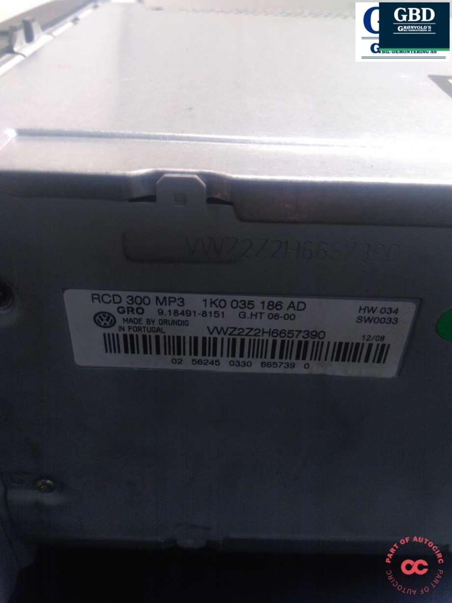 VW Touran, 2010-2015 (Type I, Fase 3) (3C8 035 279 BX|3C8 035 279 B)
