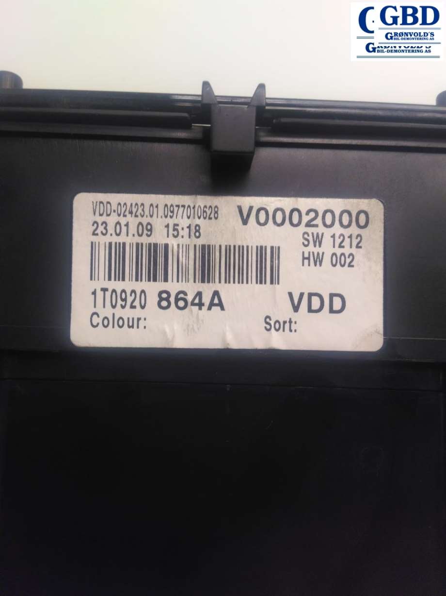 VW Touran, 2007-2010 (Type I, Fase 2) (1T0 920 864 AX|1T0920 864A)