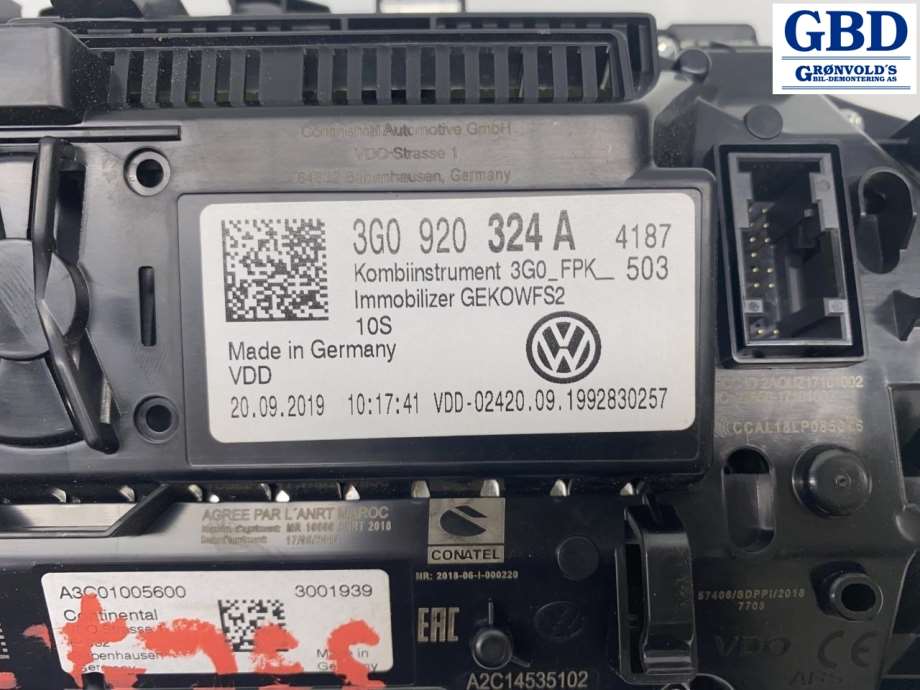 VW Passat, 2019- (B8, Fase 2) (3G0 920 324 A)