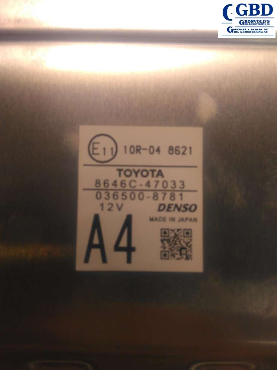 Toyota Prius, 2016- (Type IV, COMBI) (DENSO/TOYOTA|8646C47033|036500-8781)