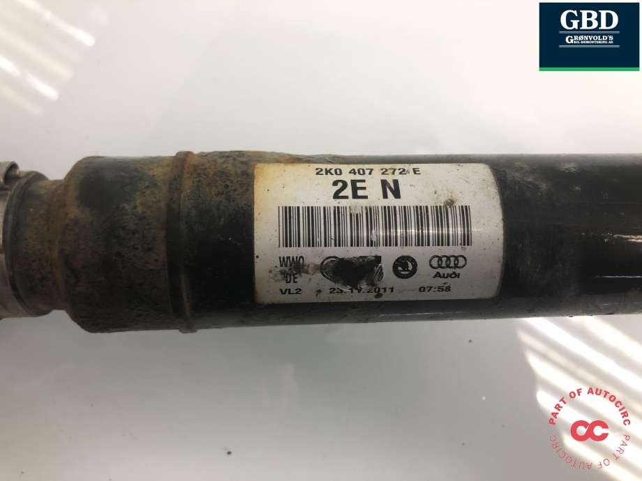 Drivaksel høyre foran, diesel/manuell til VW Caddy 2010-2015 (Type III, Fase 2)  (3Q0 407 272 AB|2K0 407 272 E|2K0 407 272 EX)