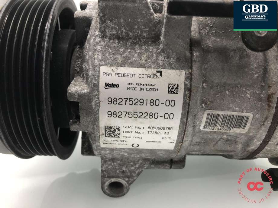 Aircondition kompressor til Peugeot 5008 2017-->> (Type II)  (VALEO|98 126 821 80|98 275 291 80|98 27 52 91 80-00)
