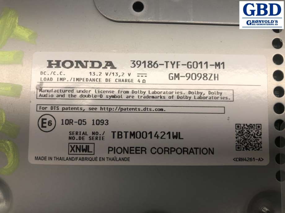 Honda e, 2020- (39186-TYF-G011-M1)