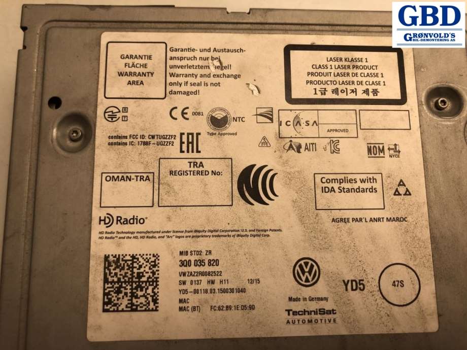 VW Golf VII, 2012-2017 (Fase 1) (3Q0 035 820 |3Q0 035 820  X)