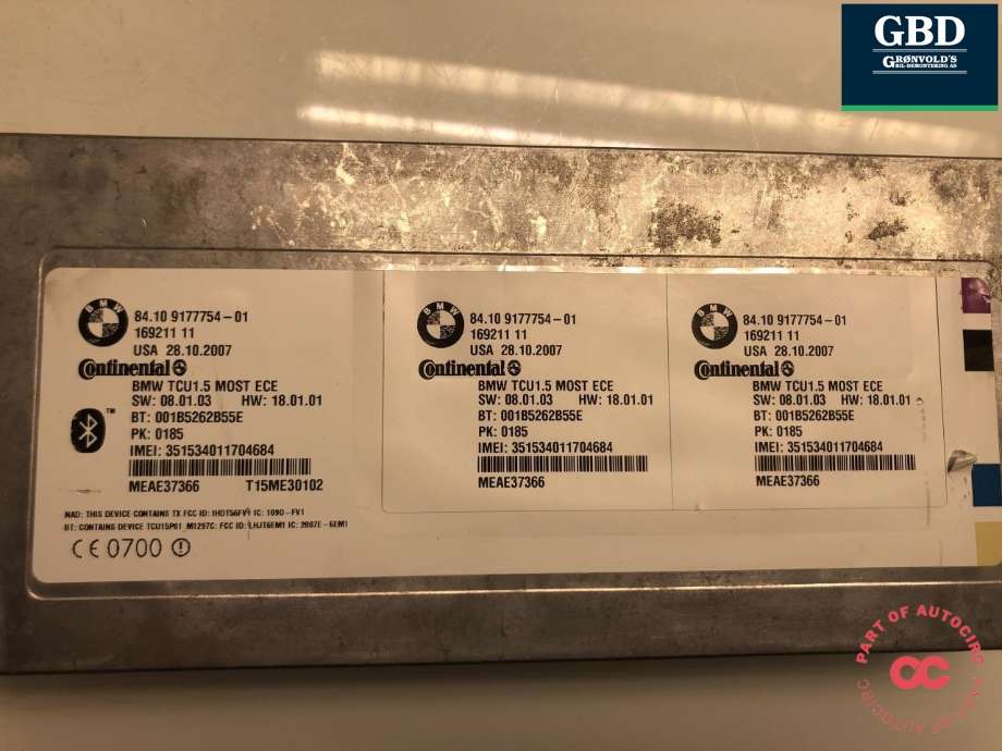 Styreenhet bluetooth til BMW X5 2007-2013 (E70) (E70) (84 10 9 219 824|84 10 9 193 857|8410 9177754-01)
