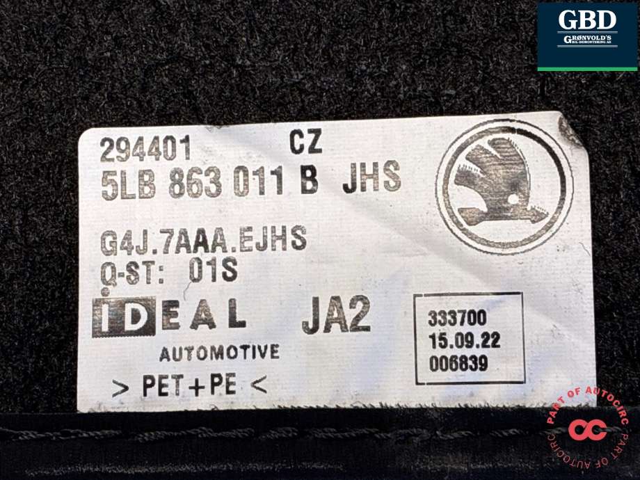 Gulvmatte sett til Škoda Enyaq 2021-->>  (5LG 061 404|)