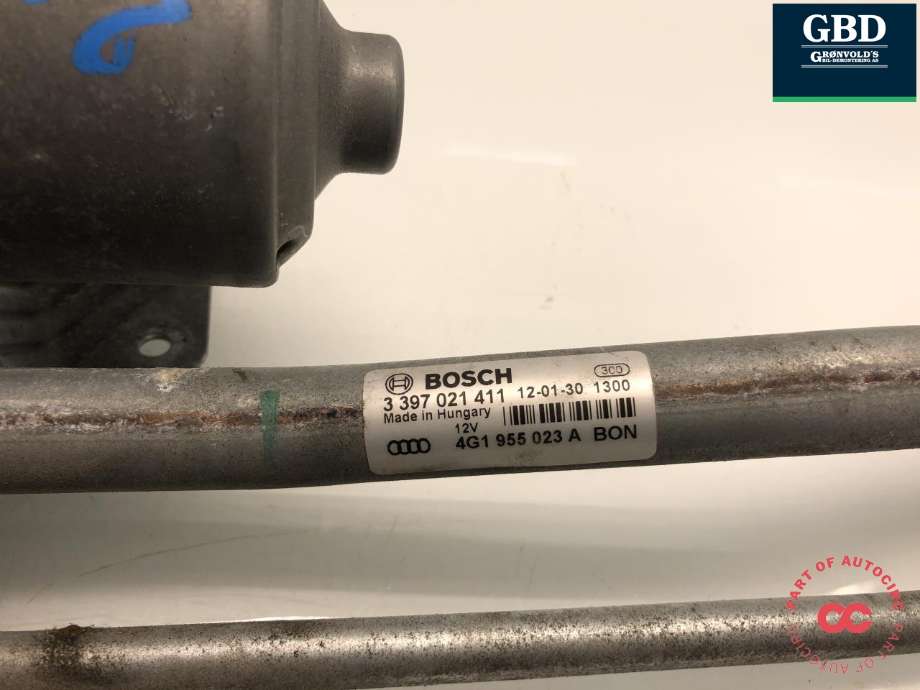 Viskermotor frontrute komplett m/overføring til Audi A6 2011-2014 (Type IV, Fase 1) (C7) (C7) (BOSCH|4G1 955 023 C|4G1 955 023 A| 4G1 955 119|3 397 021 411)