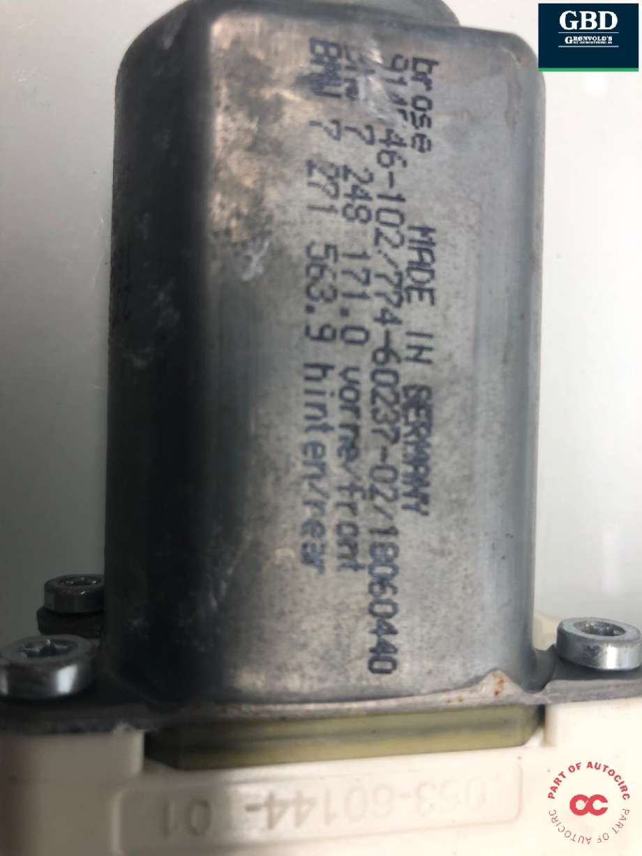 Ruteheis, kun motor, venstre bak til BMW 5-Serie 2010-2017 (F10/F11) (F10/F11) (BROSE|51 33 7 271 563|7 271 563 9|)