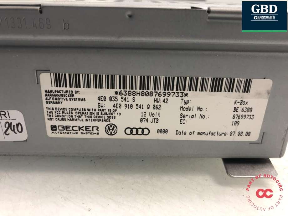 Audi Q7, 2006-2010 (Type I, Fase 1) (4E0 035 542|4E0 035 541 S|4E0 035 542  X)