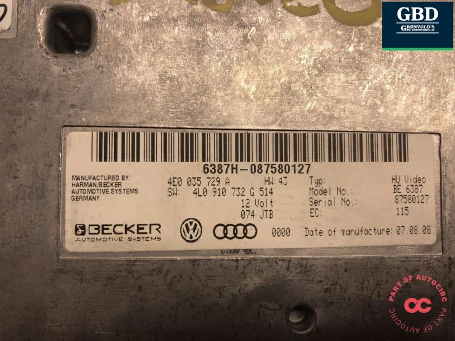 Audi Q7, 2006-2010 (Type I, Fase 1) (4L1 910 732 HX|4E0 035 729 A)