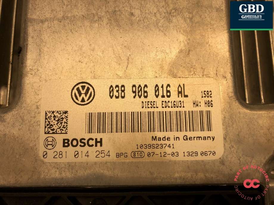 Styreenhet motor til VW Transporter / Caravelle 2003-2009 (Fase 1) (T5) (T5) (BOSCH|038 906 016 AL|0 281 014 254|)